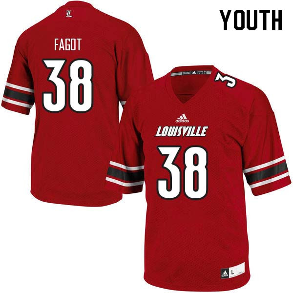 Youth Louisville Cardinals #38 Jack Fagot College Football Jerseys Sale-Red